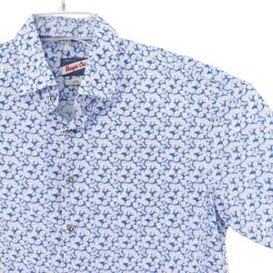 Johnnie-O Mens Large Hall Hangin' Out Button Shirt Short Sleeve Wake Blue Floral